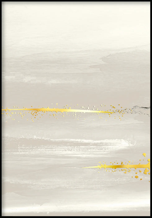 Beige Landscape Middle Real Gold Poster